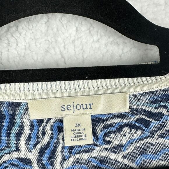 2/$30 Sejour Cardigan Sweater Womens 3X Blue Abstract Colorful Artsy Resortwear - Picture 6 of 10
